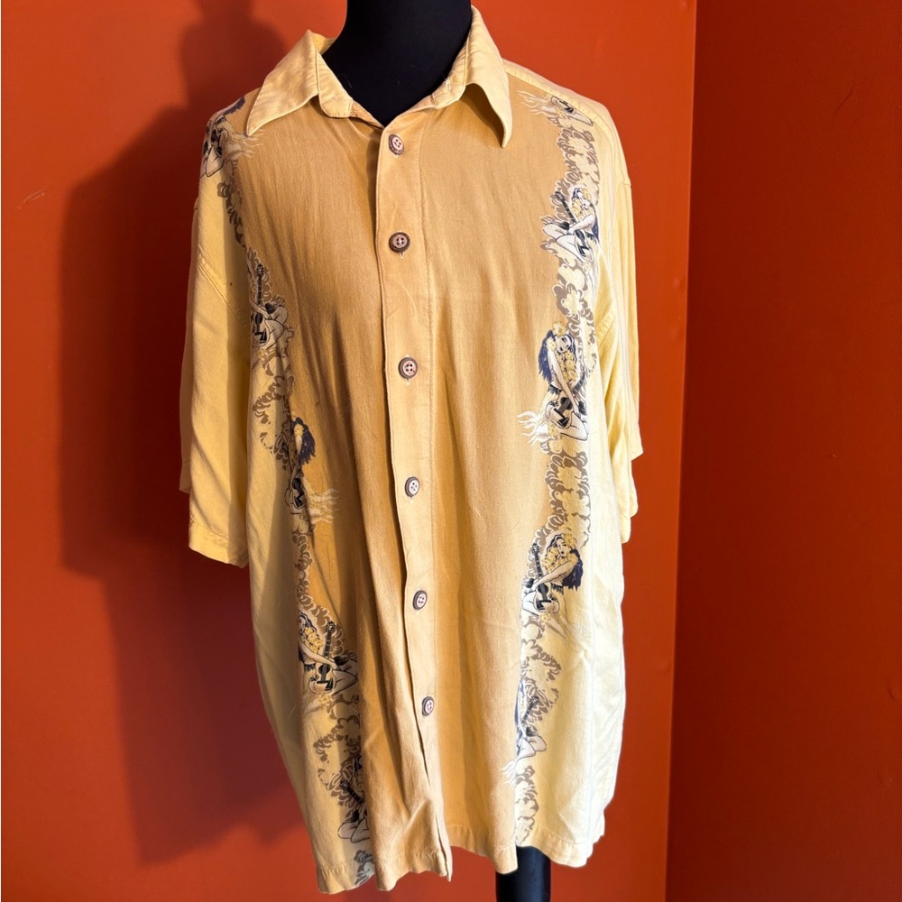 Vintage Ron Chereskin Hawaiian shirt girl with ukulele